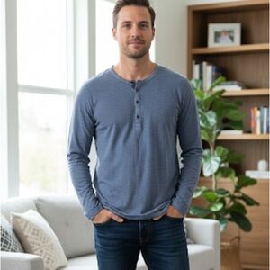 Men's Blue Henley Shirt